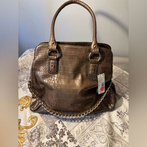 NWT Studio S Elegant Bronze Crocodile-Embossed Handbag retail $98
